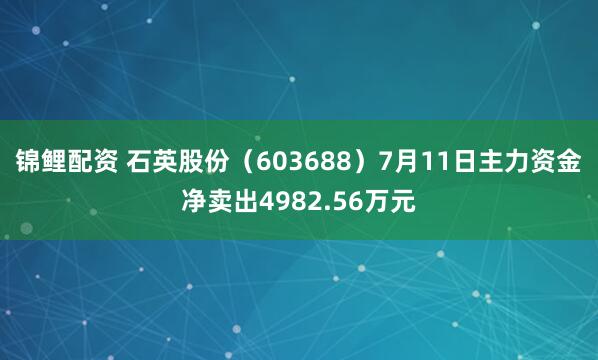 锦鲤配资 石英股份（603688）7月11日主力资金净卖出4982.56万元